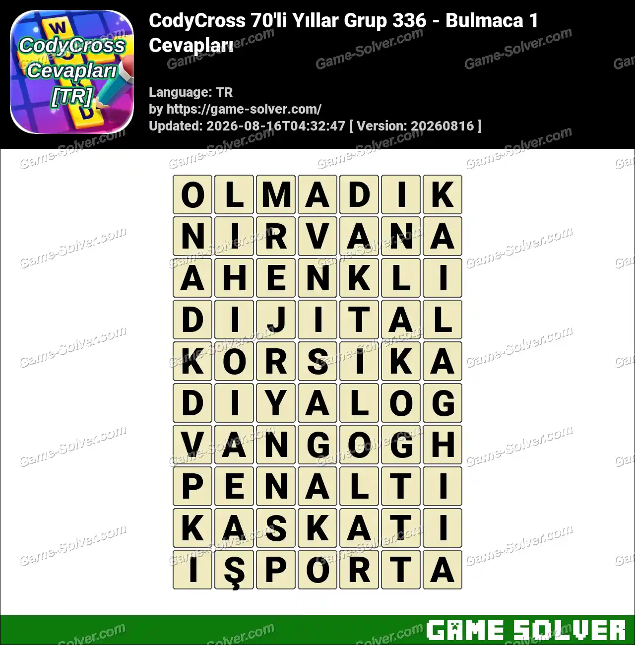 CodyCross 70’li Yıllar Grup 336 – Bulmaca 1 Cevapları